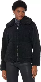 Пальто Sam Edelman Short Front Zip Teddy Coat with Patch Pockets, черный