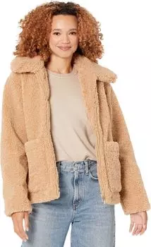 Пальто Sam Edelman Short Front Zip Teddy Coat with Patch Pockets, кэмел
