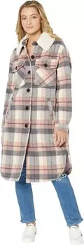 Пальто Sanctuary Faux Mixed Wool Shacket, цвет Pink Plaid