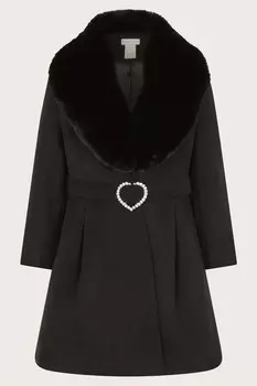 Пальто шаль с поясом Diamante Monsoon, черный