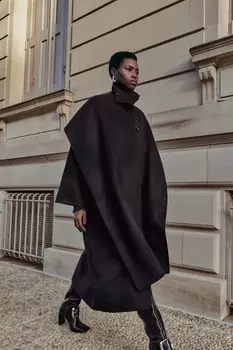 Пальто-шарф из смешанной шерсти коллекция zw ZARA, черный