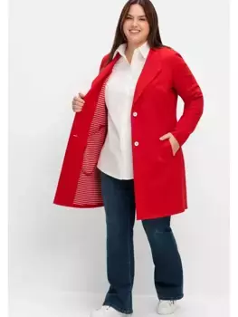 Пальто Sheego из трикотажа "Большие размеры" с полоской внутри, красный