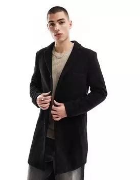 Пальто шерстяное черного цвета ONLY & SONS
