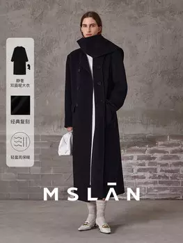 Пальто шерстяное MSlan во французском стиле, черный