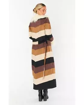 Пальто Show Me Your Mumu Penny Lane Long Coat, цвет Faux Suede Chevron/Faux Fur
