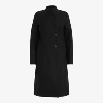 Пальто Sidney прямого кроя из смеси шерсти и переработанного кашемира с воротником-стойкой Allsaints, черный