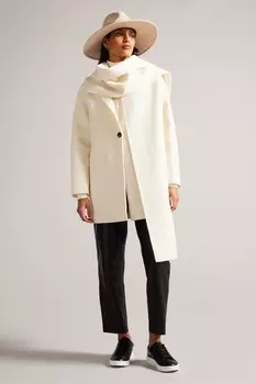 Пальто Skylorr с декоративным шарфом Ted Baker, бежевый