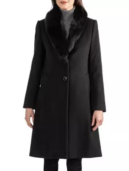 Пальто Sofia Cashmere из смесовой шерсти с шалевым воротником, черный