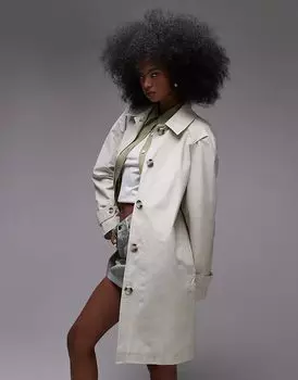 Пальто средней длины цвета экрю Topshop