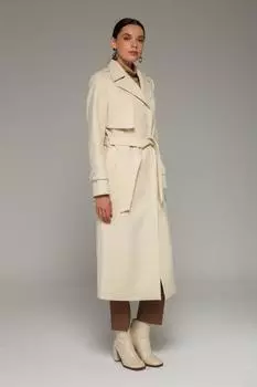 Пальто средней длины с детальной застежкой-кейпом и эполетом, цвет экрю 3771 Olcay