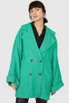 Пальто средней длины с узором «елочка» Debenhams, зеленый