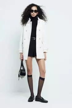 Пальто средней длины в стиле милитари River Island, бежевый