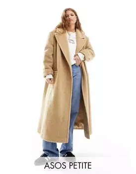 Пальто светло-коричневого цвета с плечами ASOS DESIGN Petite
