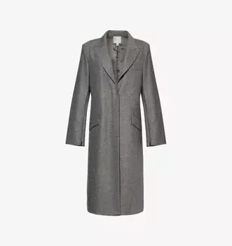 Пальто свободного кроя из смеси эластичной шерсти и кашемира с узором «елочка» Twp, серый