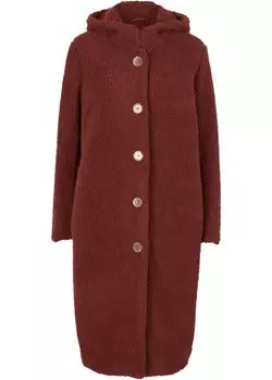 Пальто тедди с капюшоном и карманами Bpc Bonprix Collection, коричневый