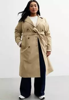 Пальто-тренч CURVES STONE BELTED New Look Curves, цвет Stone