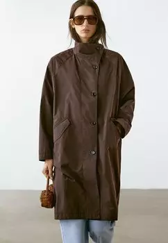Пальто-тренч IN WATER REPELLENT Massimo Dutti, коричневый