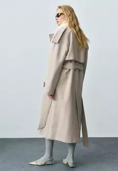 Пальто-тренч Mango, молочный