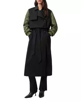 Пальто-тренч Penni Hybrid ALLSAINTS, черный