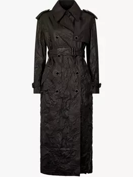 Пальто-тренч Roberto Cavalli с жатым узором, черный