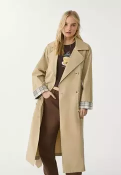 Пальто-тренч Stradivarius, серый