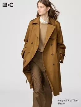 Плащ UNIQLO длинный Unisex, 34 коричневый