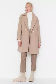 Пальто Trendyol оверсайз кашемировое на пуговицах, светло-розовый