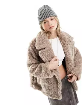 Пальто UGG Gertrude Teddy, темно-бежевый