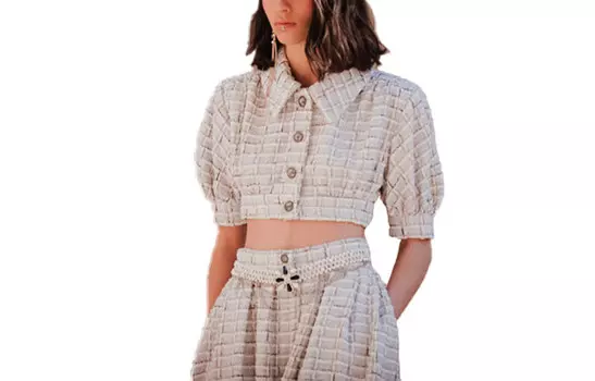 Пальто укороченное женское Chanel, светло-серый