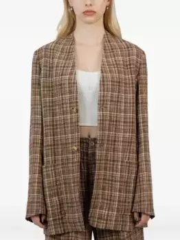 Пальто в клетку Auralee, коричневый