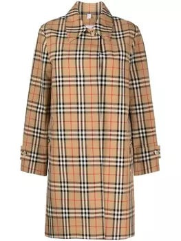 Пальто в клетку Burberry, коричневый