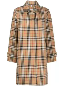 Пальто в клетку BURBERRY, коричневый
