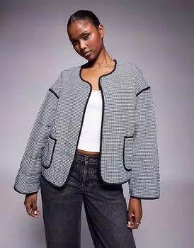 Пальто в клетку River Island черного цвета