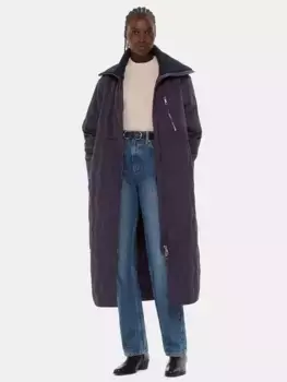 Пальто Whistles Niara Longline Quilted, темно-синий