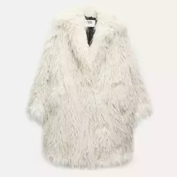 Пальто Zara Faux Fur - Limited Edition, белый