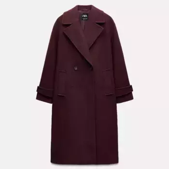 Пальто Zara Soft Oversize Coat, бордовый