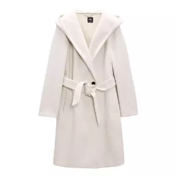 Пальто Zara With hood, светло-бежевый