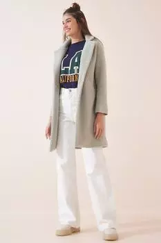 Пальто - Зеленый - Двубортный Happiness stanbul, зеленый