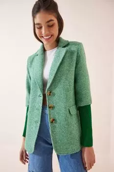 Пальто - Зеленый - Двубортный Happiness stanbul, зеленый