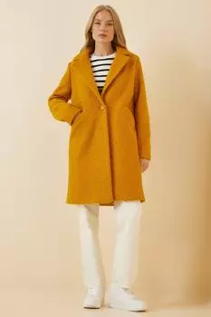 Пальто - Желтый - Двубортный Happiness stanbul