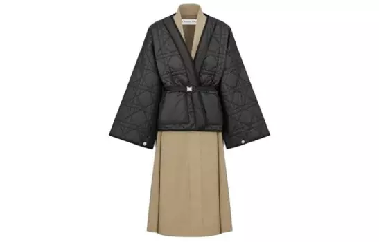 Пальто женское бежевое/черное Dior