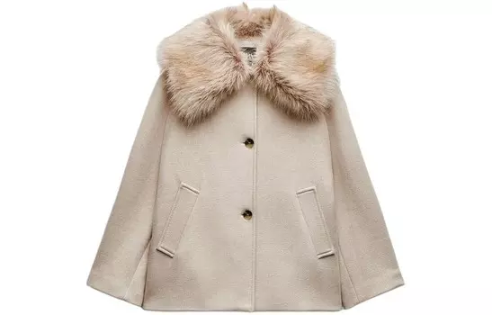 Пальто женское бежевое Zara