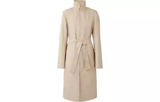 Пальто женское Burberry с клетчам подкладом, желто-коричневый