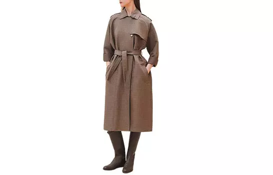 Пальто женское Hermes с ремешком, серый