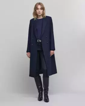 Пальто женское курточное на пуговицах IKKS, тёмно-синий