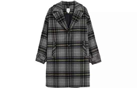 Пальто женское серое в клетку Gap