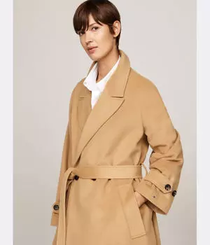 Пальто женское Tommy Hilfiger шерстяное длинное, коричневый