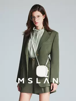 Пальто зимнее Mslan с двумя карманами, хаки / зеленый