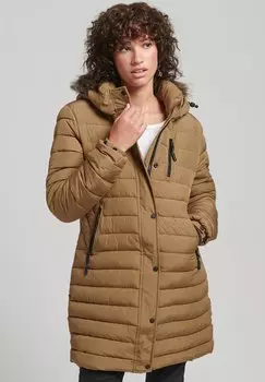 Пальто зимнее Superdry с карманом на груди, песочный