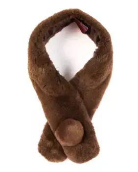 Палантин из щипаной норки коричневого цвета De la Roca, коричневый